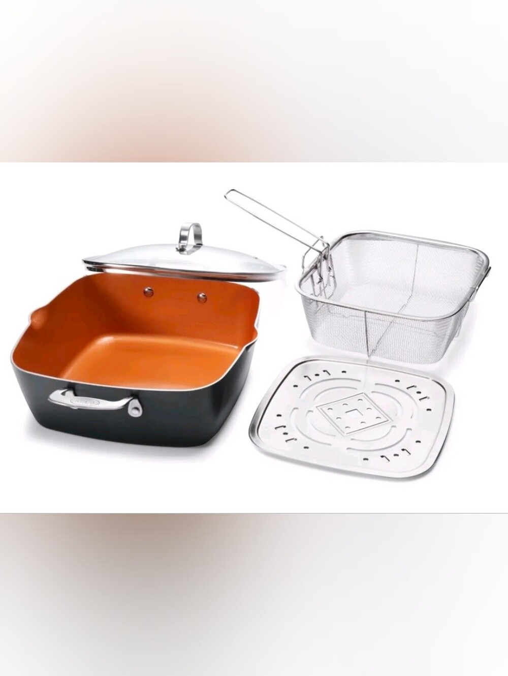 Gotham Steel 11" Deep Square Pan in Copper - Nonstick Ceramic
